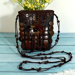 Retro Coconut Shell Bead Bag Bohemian Crossbody Handmade Mobile Phone bag NWT